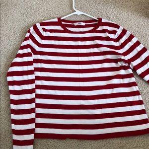 Red and White Striped Sweater Top